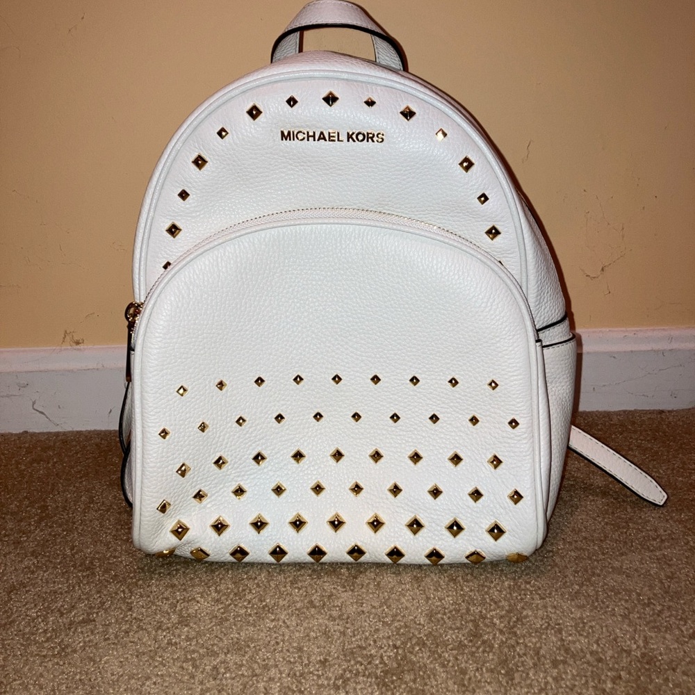 Michael Kors White and Gold Studded Backpack